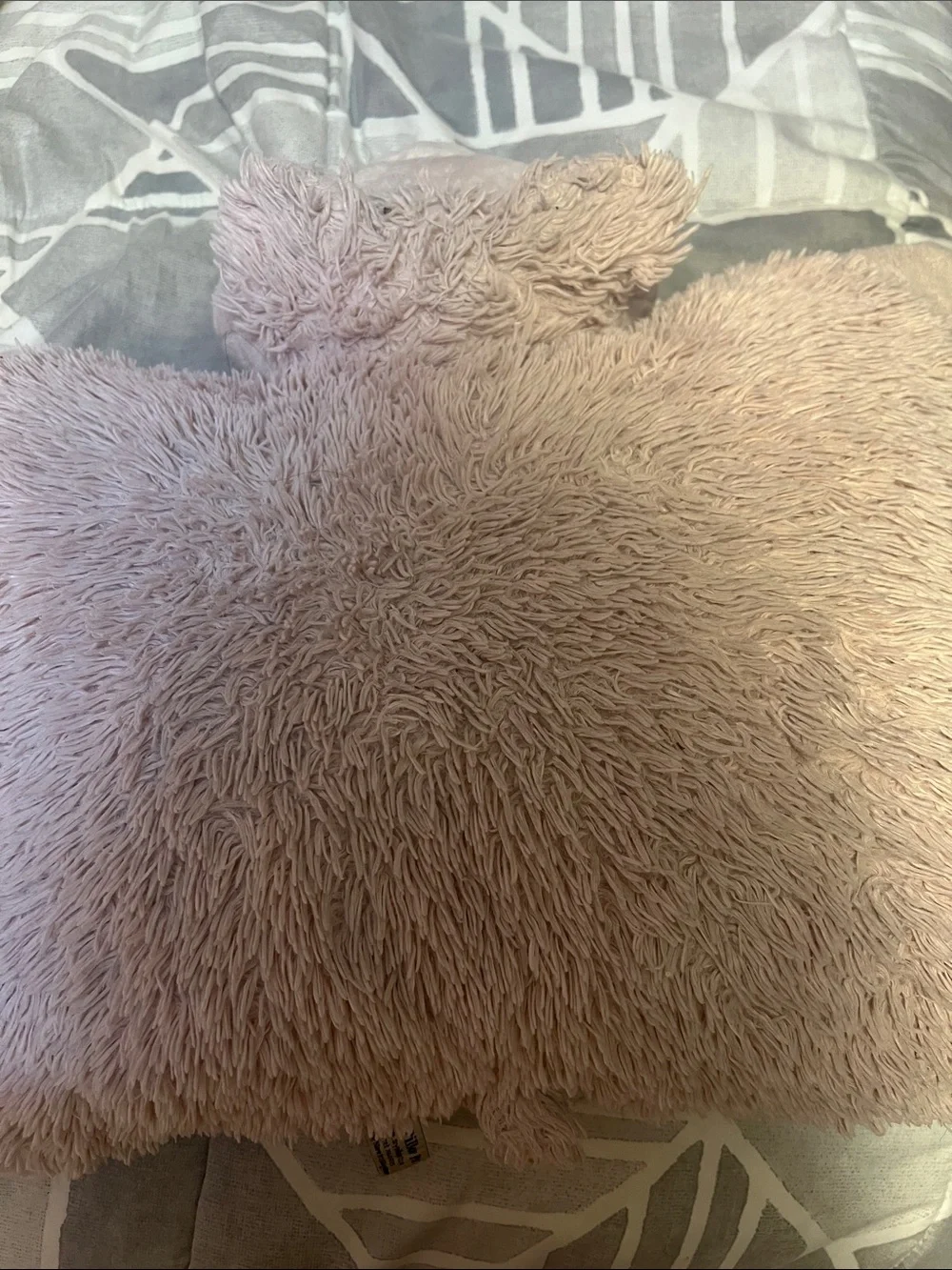 Cozy Shag Throw Pillow in Blush Pink